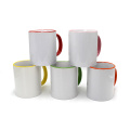 11oz Stonware Subliamtion Taza de recubrimiento blanco Taza Taza Taza Rim y mango